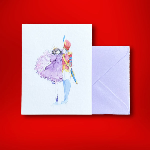 Taken from the classic christmas ballet, this lovely watercolour, painted by Katherine Yan, comes on a portrait folded card and the cards are supplied with lavender envelopes.